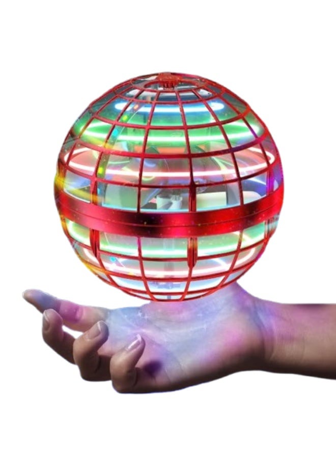 Flying Ball Toy Upgraded – Magic Globe Shape Mini Drone with RGB Lights, 360° Rotating UFO Spinner, Safe Flying Toy for Kids Adults, Indoor Outdoor